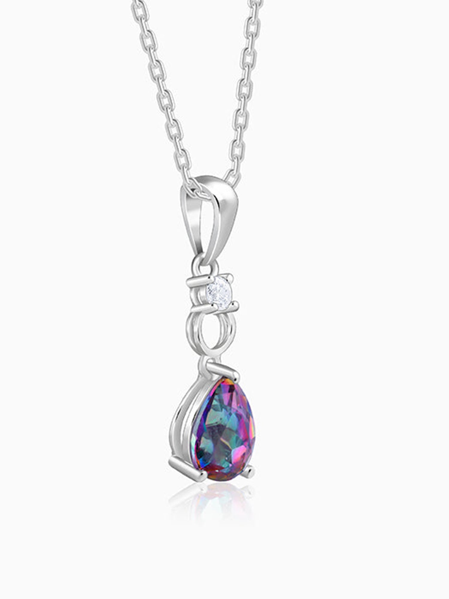 Silver Mystic Topaz Pendant With Link Chain