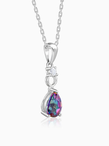 Silver Mystic Topaz Pendant With Link Chain