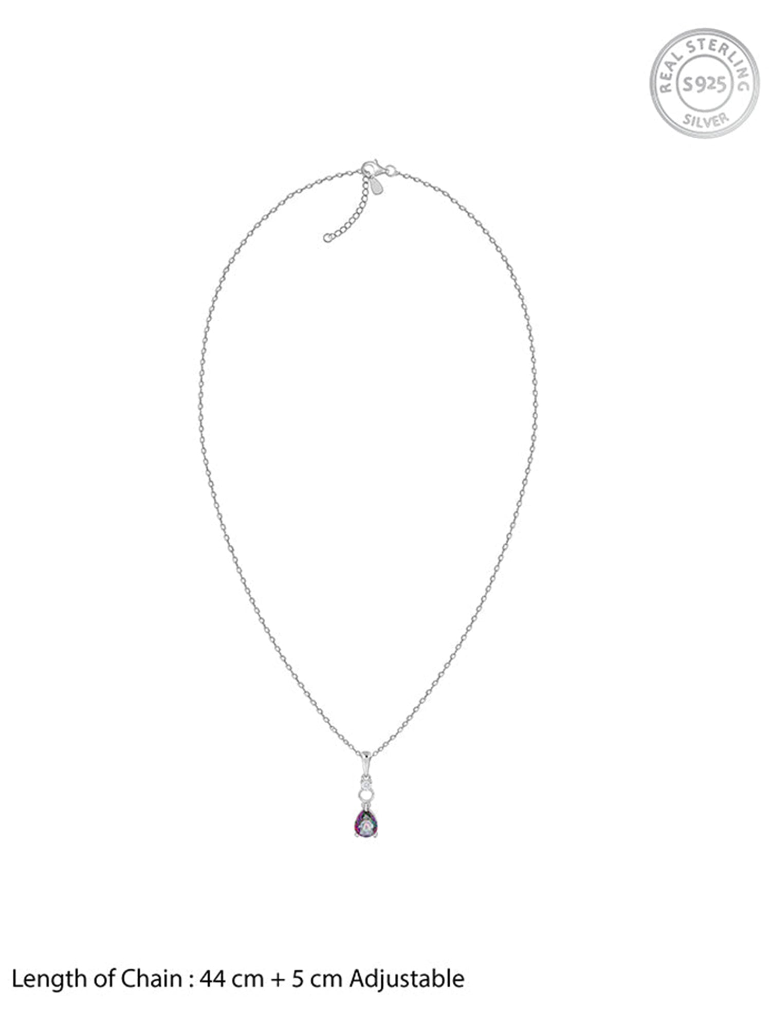 Silver Mystic Topaz Pendant With Link Chain