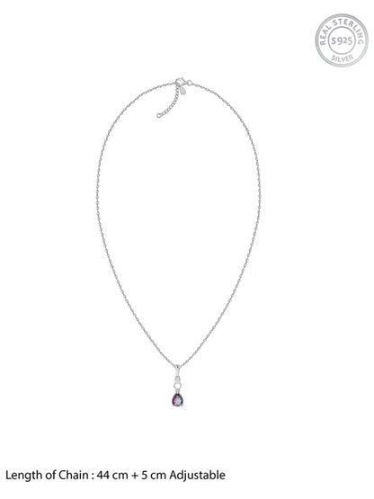 Silver Mystic Topaz Pendant With Link Chain