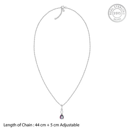 Silver Mystic Topaz Pendant With Link Chain