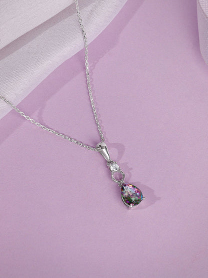 Silver Mystic Topaz Pendant With Link Chain