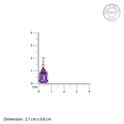 Silver Amethyst Pendant With Link Chain