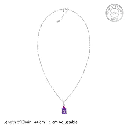 Silver Amethyst Pendant With Link Chain