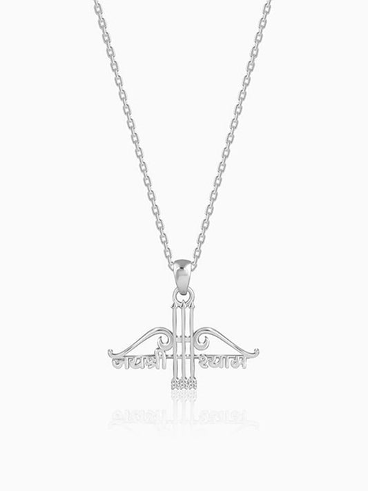Silver Jai Shree Shyam Pendant With Box Chain For Him