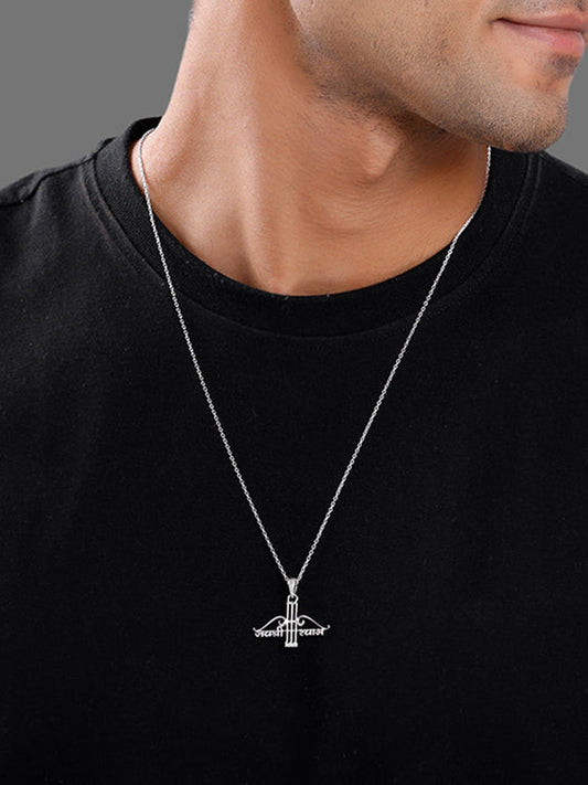 Silver Jai Shree Shyam Pendant With Box Chain For Him