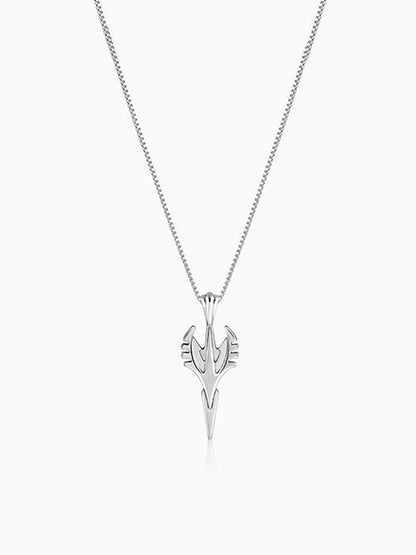 Oxidised Silver Phantom Edge Pendant With Box Chain For Him