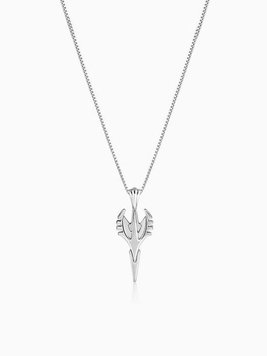 Oxidised Silver Phantom Edge Pendant With Box Chain For Him