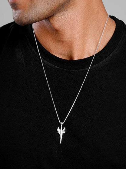 Oxidised Silver Phantom Edge Pendant With Box Chain For Him