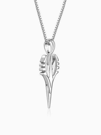 Oxidised Silver Phantom Edge Pendant With Box Chain For Him