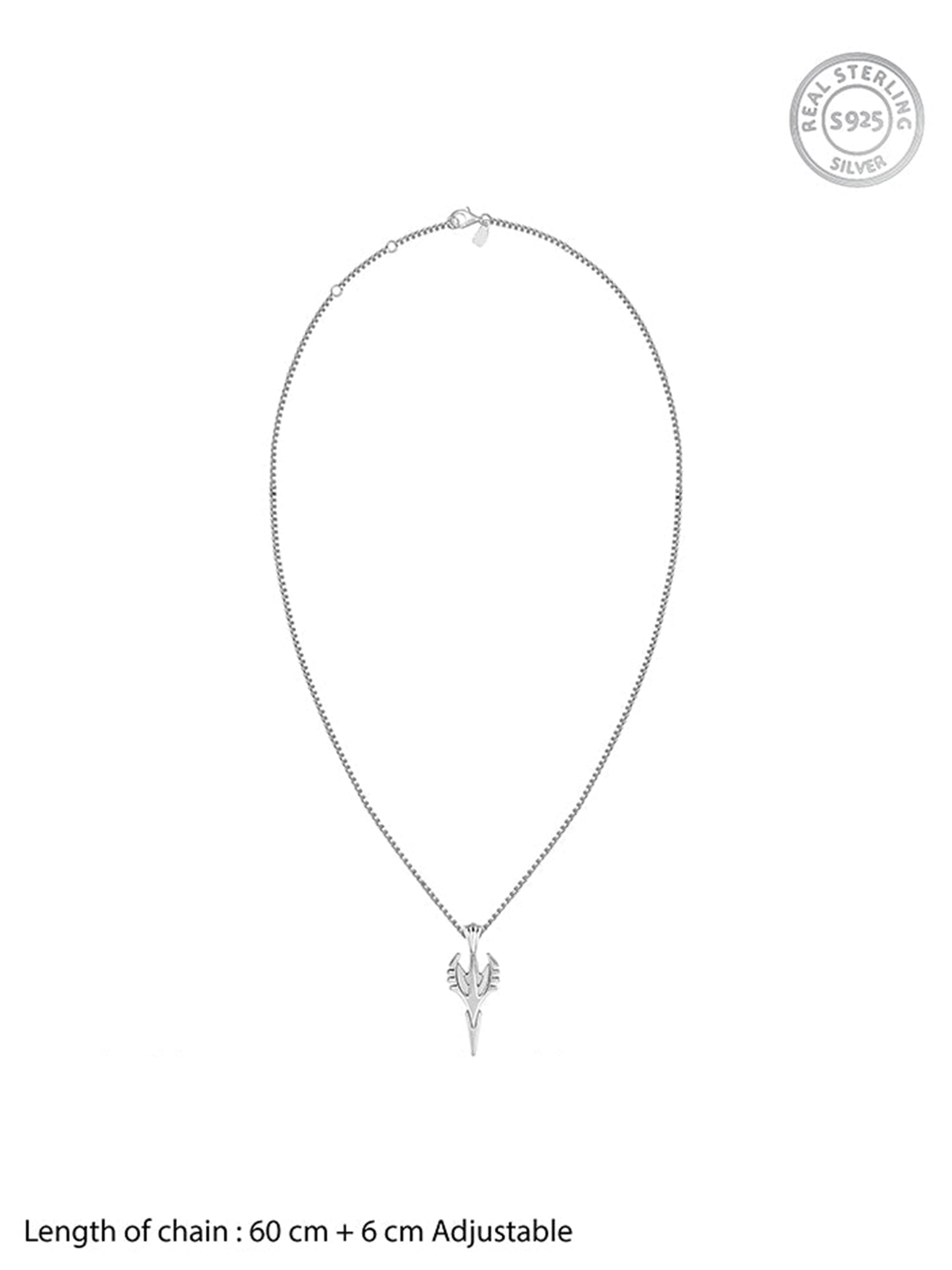 Oxidised Silver Phantom Edge Pendant With Box Chain For Him
