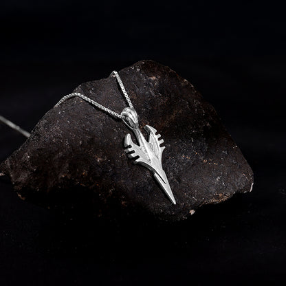 Oxidised Silver Phantom Edge Pendant With Box Chain For Him