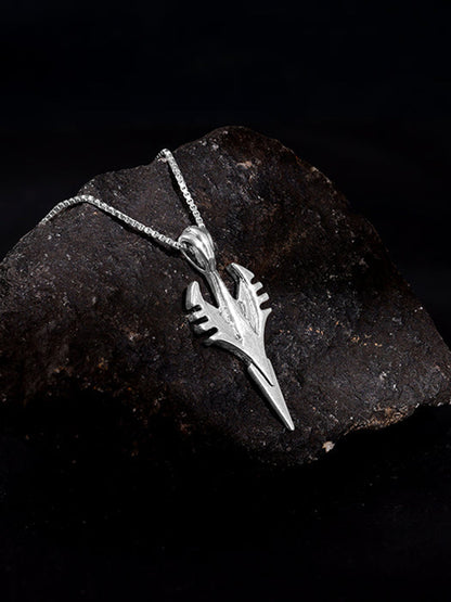 Oxidised Silver Phantom Edge Pendant With Box Chain For Him