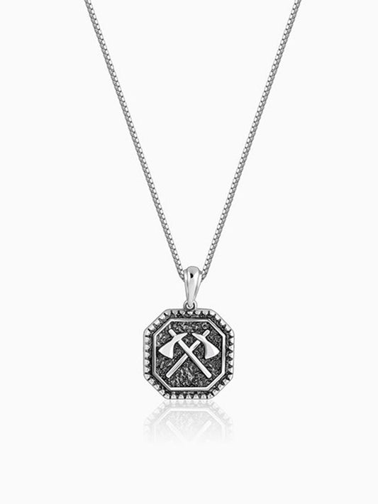 Oxidised Cyber Shard Pendant With Box Chain For Him