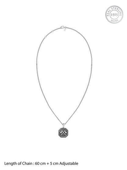 Oxidised Cyber Shard Pendant With Box Chain For Him