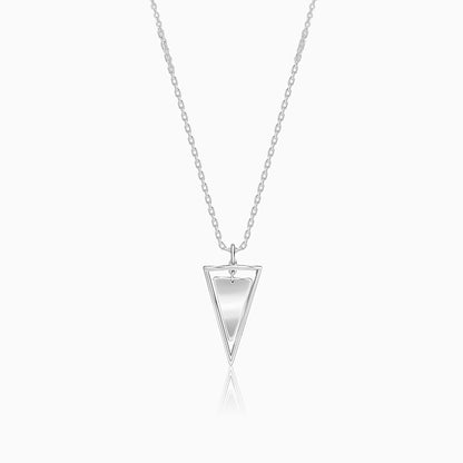 Silver Classy Triangle Pendant With Box Chain For Him