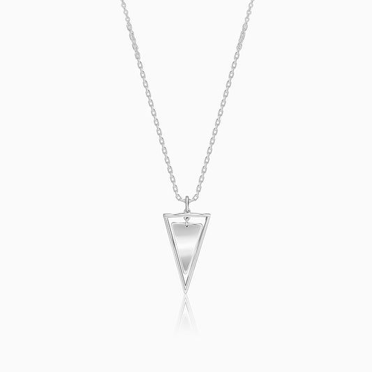 Silver Classy Triangle Pendant With Box Chain For Him