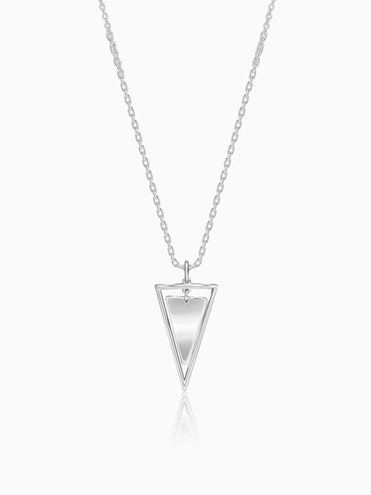 Silver Classy Triangle Pendant With Box Chain For Him