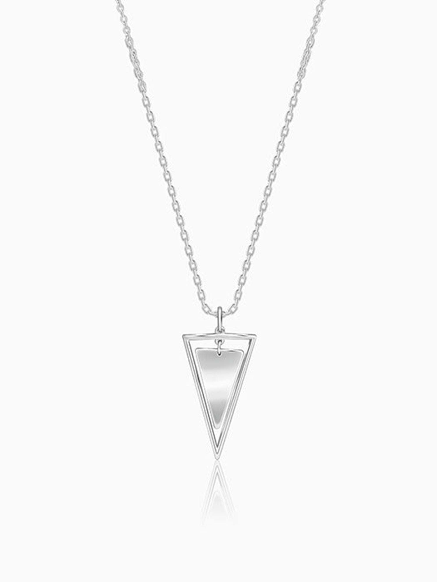 Silver Classy Triangle Pendant With Box Chain For Him
