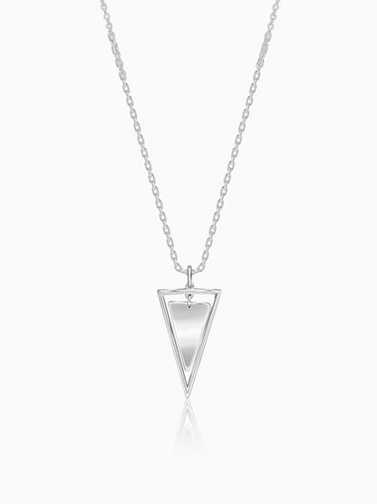 Silver Classy Triangle Pendant With Box Chain For Him