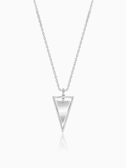 Silver Classy Triangle Pendant With Box Chain For Him