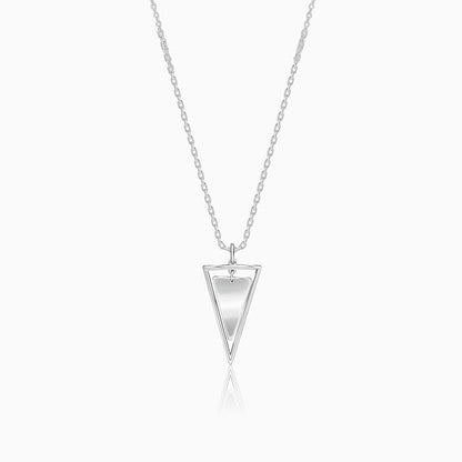Silver Classy Triangle Pendant With Box Chain For Him