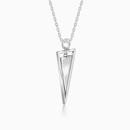Silver Classy Triangle Pendant With Box Chain For Him