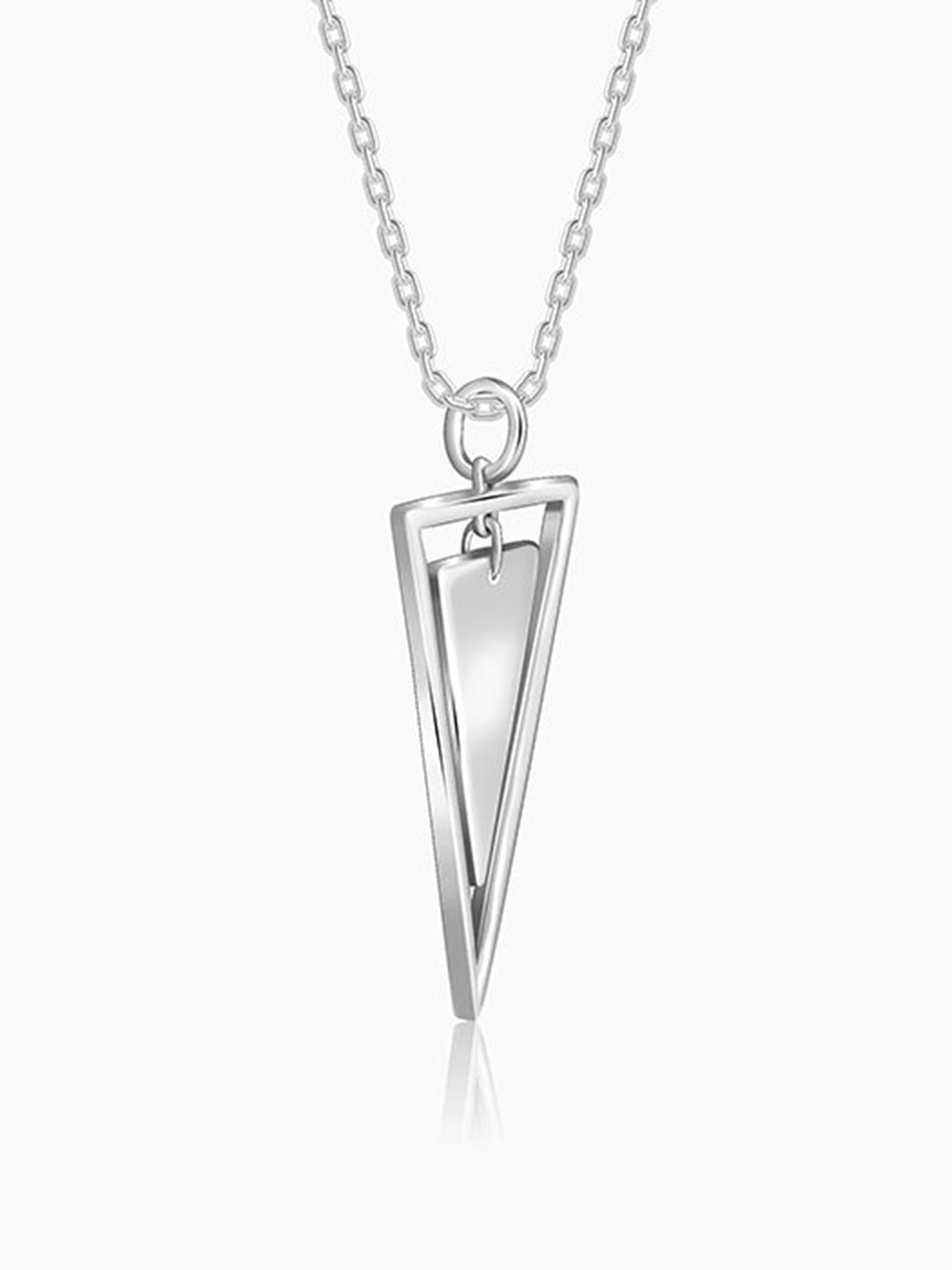 Silver Classy Triangle Pendant With Box Chain For Him