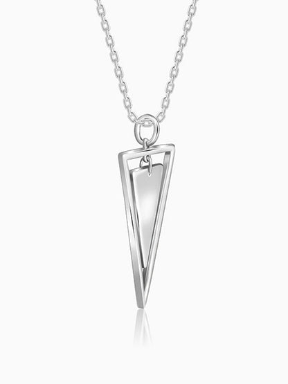 Silver Classy Triangle Pendant With Box Chain For Him