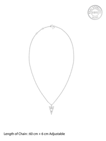 Silver Classy Triangle Pendant With Box Chain For Him