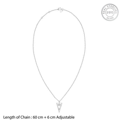 Silver Classy Triangle Pendant With Box Chain For Him