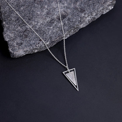 Silver Classy Triangle Pendant With Box Chain For Him