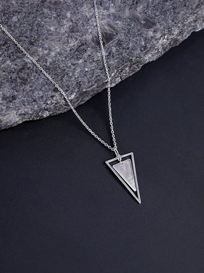 Silver Classy Triangle Pendant With Box Chain For Him