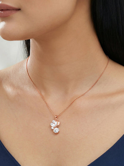 Rose Gold Dancing Queen Pendant With Link Chain