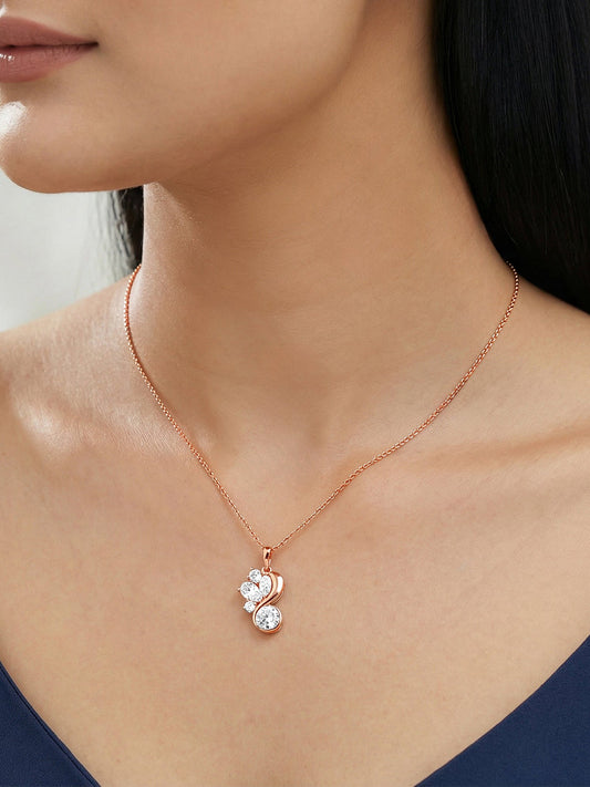 Rose Gold Dancing Queen Pendant With Link Chain