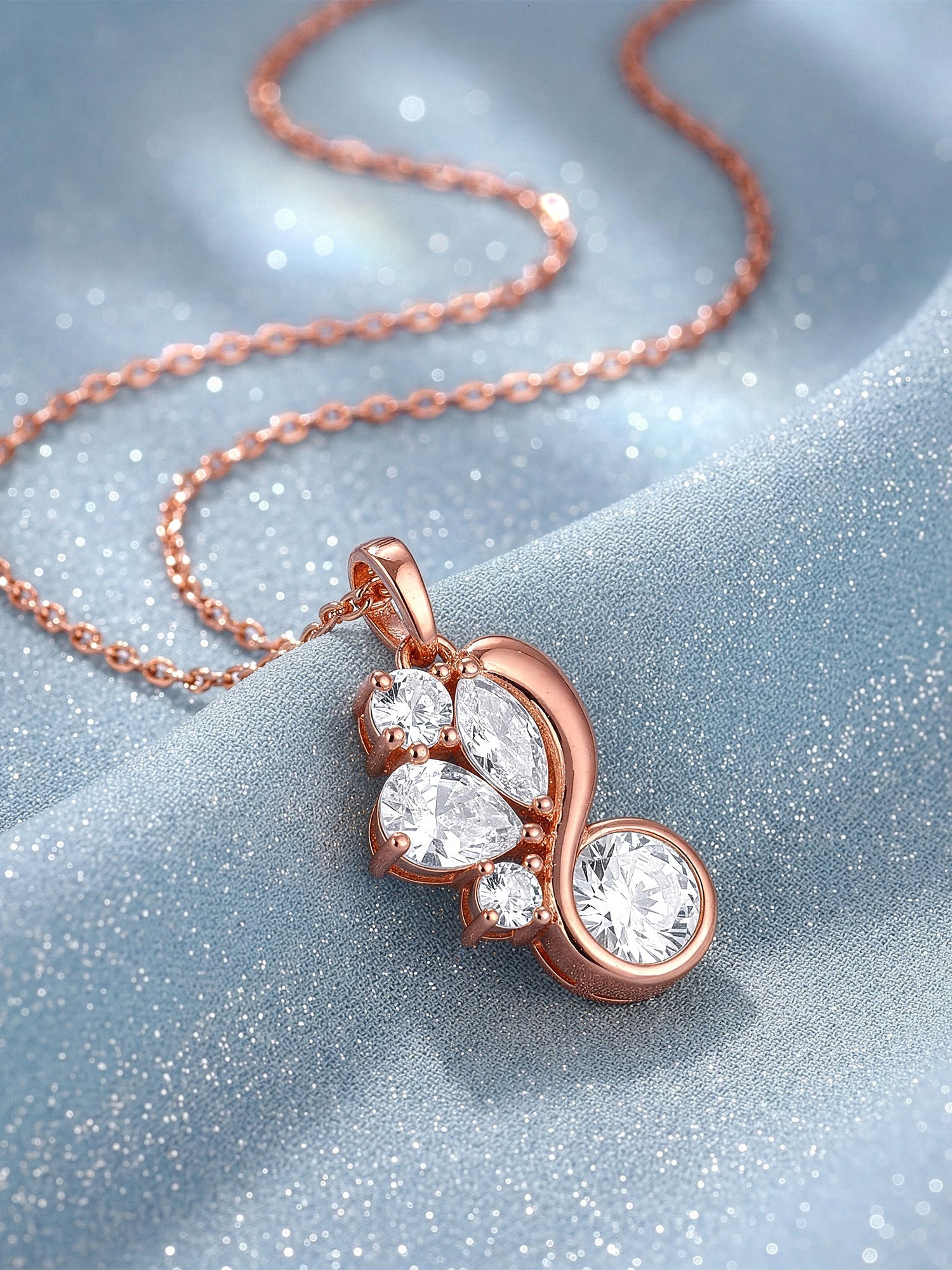 Rose Gold Dancing Queen Pendant With Link Chain