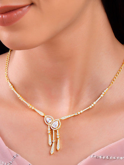Golden Dazzle Drop Sautoir Necklace