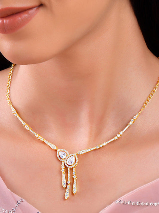 Golden Dazzle Drop Sautoir Necklace