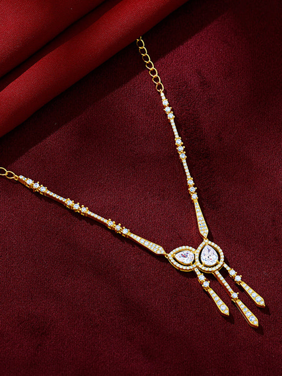 Golden Dazzle Drop Sautoir Necklace