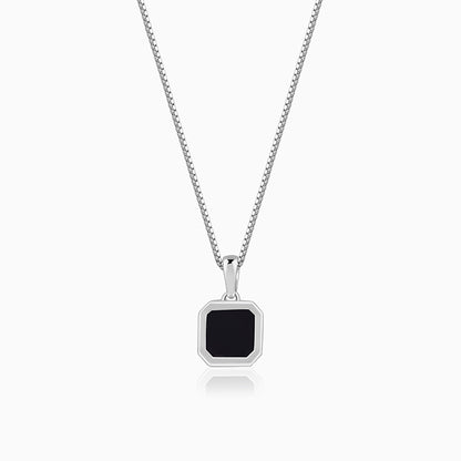Silver Squared Up Pendant With Link Chain For Him