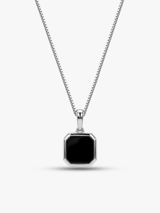 Silver Squared Up Pendant With Link Chain For Him