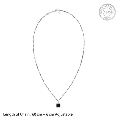 Silver Squared Up Pendant With Link Chain For Him