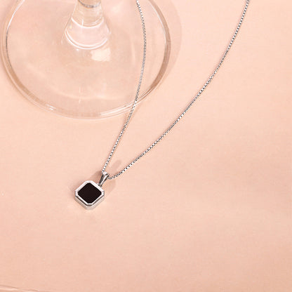 Silver Squared Up Pendant With Link Chain For Him