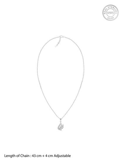Silver Zircon Winged Pendant With Link Chain