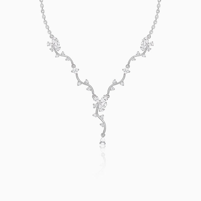 Silver Vine Crystal Necklace