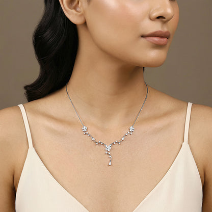 Silver Vine Crystal Necklace