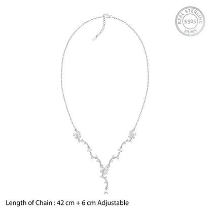 Silver Vine Crystal Necklace