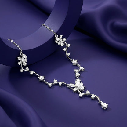 Silver Vine Crystal Necklace