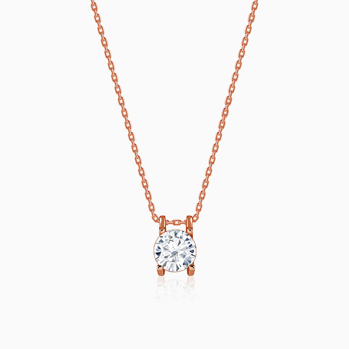 Rose Gold Solitaire Gleam Pendant With Link Chain