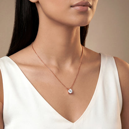 Rose Gold Solitaire Gleam Pendant With Link Chain